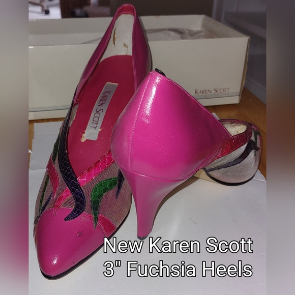 Vintage Karen Scott Fuchsia Heels - Picture 1 of 13